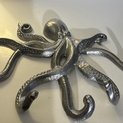 Heavy Cast Iron Silver ColorOctopus Coat Hook Key Rack towel hook Nautical Decor