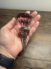 Pink Diamond Crystal Wine Bottle Stopper Pre-owned Parties 4.4 in Length