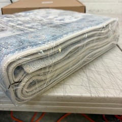 Low Pile Runner Rug, 2x10ft, Abstract, Machine Washable- Vintage Floral Blue