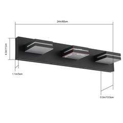 LED Modern Bathroom Vanity Light Fixtures 3-Light 24-Inch Matte Black Modern