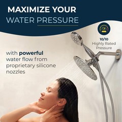 HammerHead Showers Dual Shower Head Combo, 8-Inch 2.5 GPM, Polished Chrome