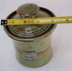 Crosby & Taylor Stoneware & Pewter Garlic Canister Jar
