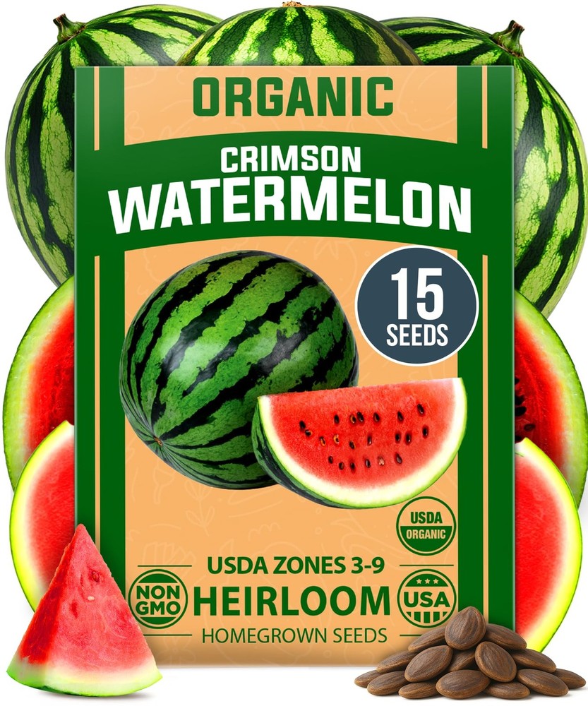 Organic Watermelon Seeds Non-GMO Heirloom for Home Gardens – Citrullus lanatus