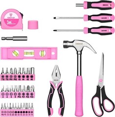42PCS Pink Tool Set for Home Repair, Womens Tool Kit