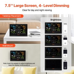 VEVOR 7-in-1 Wi-Fi Weather Station 7.5 in Color Display Wireless Outdoor Sensor