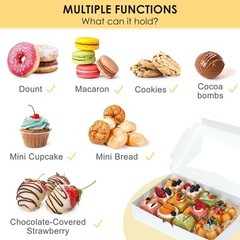 48pcs Bakery Boxes,12x8x2.5 Inches Cookie Boxes with 3 Style Window for Choco…