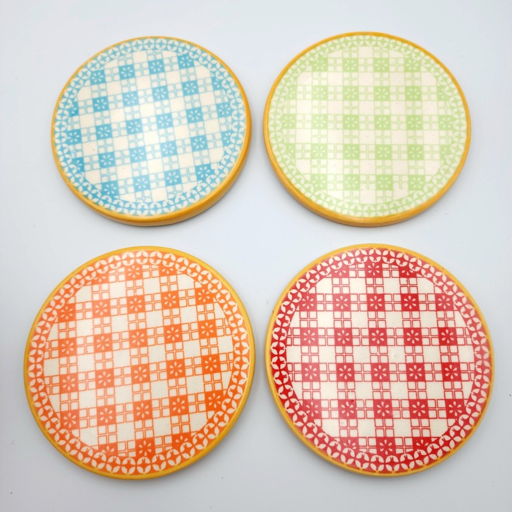 NEW Pier 1 Ceramic Coasters 4.25in Geometric Colorful
