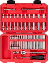 1/4 Inch Drive 12-Point Socket and Ratchet Set, 56-Piece (5/32-9/16 In., 4-15 Mm