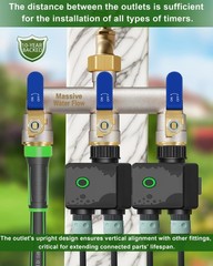 3 Way Hose Splitter Heavy Duty Long Handle Full Flow Brass Nickel 3/4 Inch Blue