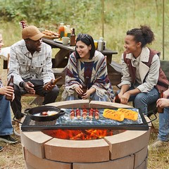 VEVOR 32″ Rectangle Cooking Grate Fire Pit Grill Grate X-Marks Heavy-Duty Steel