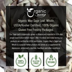 Organic Way Dried Sage Leaf Whole – Organic, Kosher & USDA Certified
