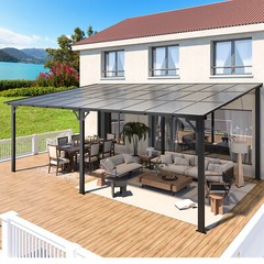 Wall Mounted Hardtop Gazebo Lean to Metal Pergola Outdoor Patio Awning Shelter