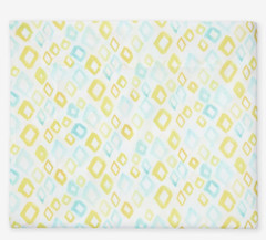 Sferra Geometrico Twin Flat Sheet Cotton Percale Aqua Yellow Diamond Print NEW
