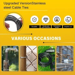 100PCS 304 Metal Zip Ties Stainless Steel Heavy Duty Self-Locking Cable Ties New