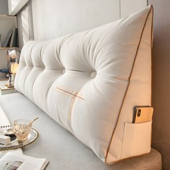 Velvet Wedge Headboard Pillow w/High-Resilience Filling Removable Zippered Cover