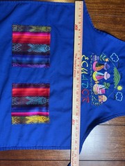 Ecuador Embroidered Apron Blue Andean Folk Art Woven Pockets Latin American