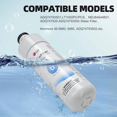 2 Pack LG LT1000P Refresh Refrigerator Ice Water Filter ADQ747935 GF-D706BSL US