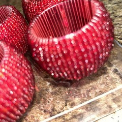 4 Red Beaded Napkin Rings Christmas Valentines New Years Festive Celebration