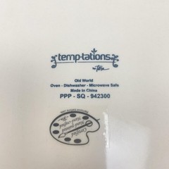 Temptations By Tara Old World 15″ Round Serving Plate White Floral Stoneware