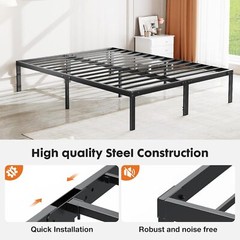 Metal Queen King Full Size Bed Frame Bedroom Sturdy Steel Slat Support Bedstead