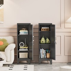 Kitchen Pantry Storage Cabinet, Lockable Metal Cabinet with Shelves Storage Unit