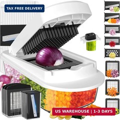 8 Blade All-in-1 Vegetable Chopper Mandoline Slicer with Container, Food Chopper