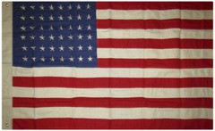 VINTAGE COTTON 48 STAR AMERICAN FLAG – 3 X 5 OLD GLORY SEWN AND EMBROIDERED USA