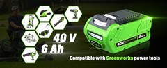 New 40V 6.0Ah For Greenworks 40Volt G-MAX Li-ion Battery 29472 29462 29252 20202