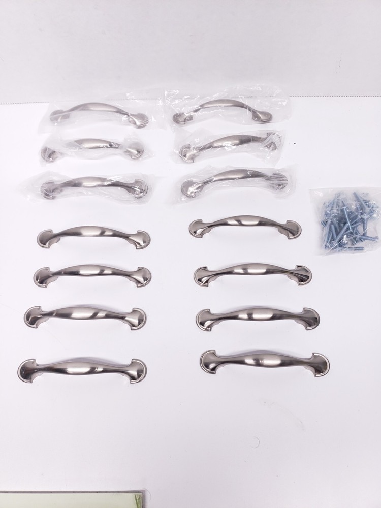 14 Liberty 3″ Hole Span Satin Nickel Silver 1/2 Round Drawer Pulls & Screws