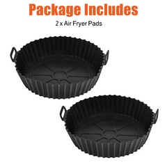 2pcs Air Fryer Silicone Pot Basket Liners Black Non-Stick Safe Oven Baking Tray