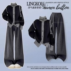 Anti-Aging Large Size Autumn Set Women’s High Waist Wide Leg Pants Casual Versat