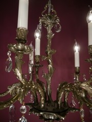ANTIQUE CHANDELIER 9 LAMP CRYSTAL GLASS SILVER NICKEL LIGHTNINGs