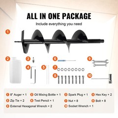 Post Hole Digger 43cc Gas Powered Earth Digger with 8″ Auger Drill Bit