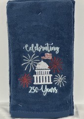 4th Of July Fingertip Towels Embroidered “Celebrating 250 Years” Soft Thick