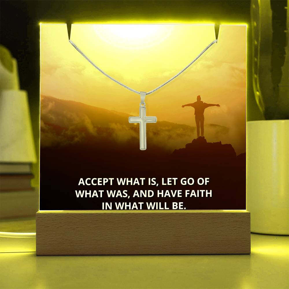 Faith Accept What Is Religious Plaque & Cross Gift Set, Christian Gifts