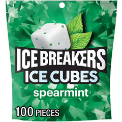 ICE BREAKERS Ice Cubes Spearmint Sugar Free Chewing Gum Pouch, 8.11 oz (100 Piec