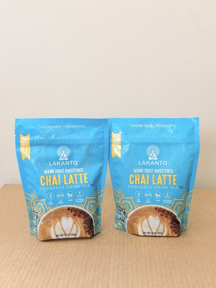 2 X Lakanto Chai Latte Powdered Drink Mix 10oz Vegan Sugar Free Gluten Free