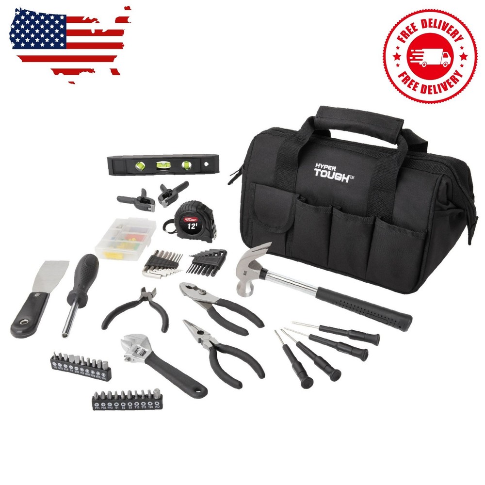 89-Piece Black Household Tool Set with 12-Pocket Tool Bag