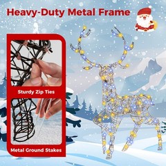 4.6 FT Pre-Lit Christmas Reindeer w/170 Bright LED Lights Zip Ties Ground Stakes