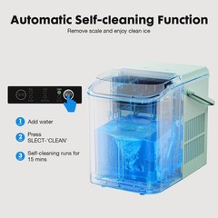 Portable Ice Maker – 9 Cubes in 6 Mins, 26.5lbs/24Hrs, Includes Scoop & Basket,