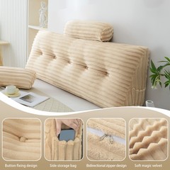 Wedge Headboard Pillow Triangle Cushion Sofa Waist Support with Neck Roll Pillow