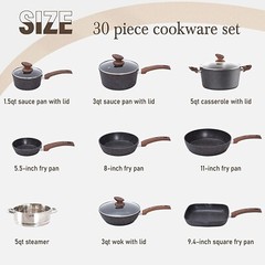 30 Piece Cookware Set Pots and Pans Set Kitchen Granite Non Stick Bakeware Set