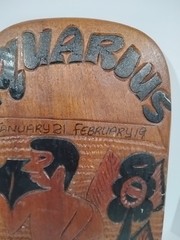 Vintage Handmade Carved Wooden Aquarius Zodiac Wall Plaque Signed by Artist Hays