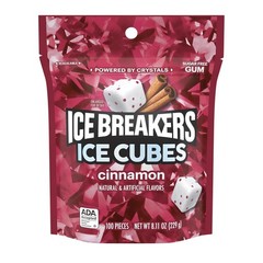 Ice Cubes Cinnamon Sugar Free Chewing Gum Pouch, 8.11 oz 100 Pieces