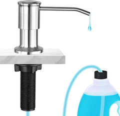 Kitchen Sink Soap Dispenser, Brushed Nickel, with 47″ Extension Tube Kit