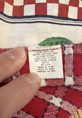 Red And White Check Cotton Tablecloth With Wide White & Cherry Border 52”x78”