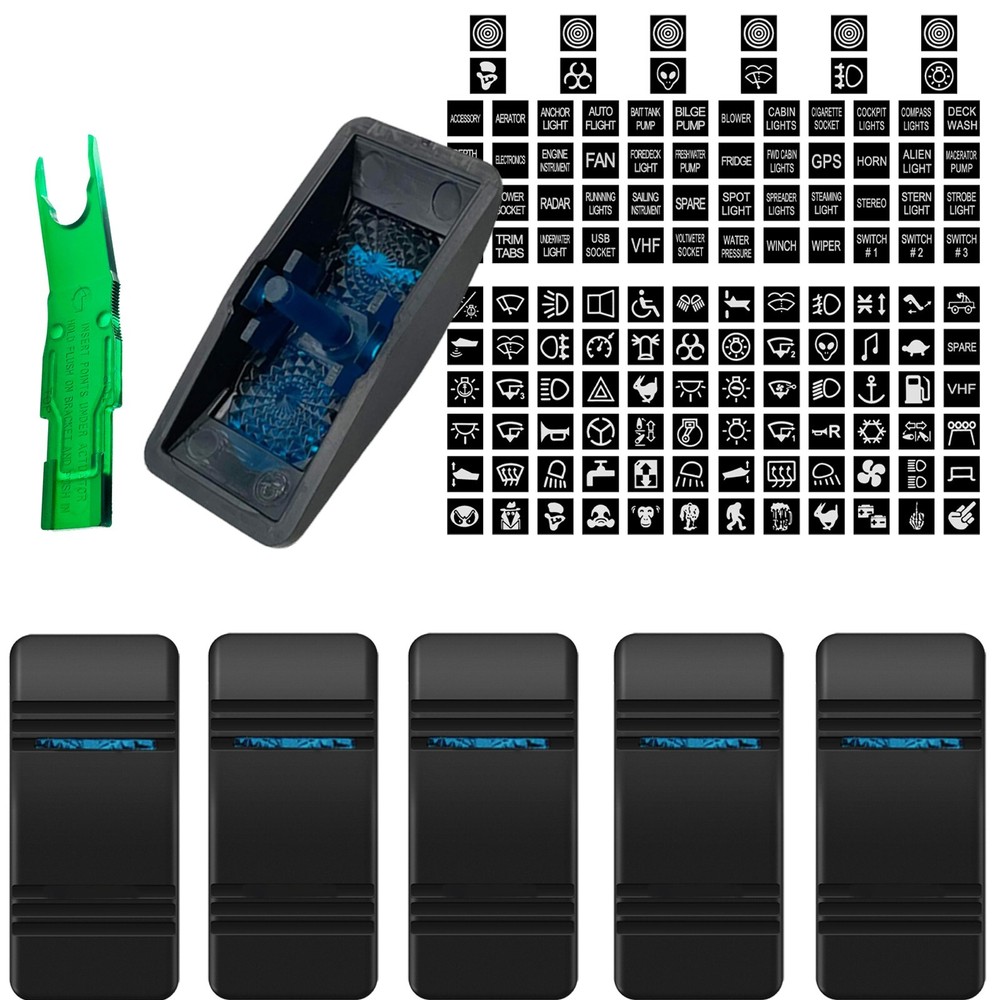 6PCS LED Rocker Switch Cover Caps(Blue/Green/Red)for Carling ARB Marine Boat Car