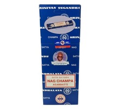 Satya Sai Baba Nag Champa Incense Sticks, Original Blue Box Hand Rolled, 10g Box