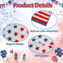 2 Pack Patriotic Hand Towels 4th of July Red Blue Stars and Stripes Cotton Ba