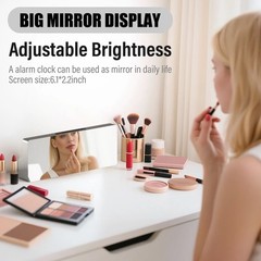 LED Mirror Alarm Clock with USB Charging Por Snooze Function for Bedroom Desk
